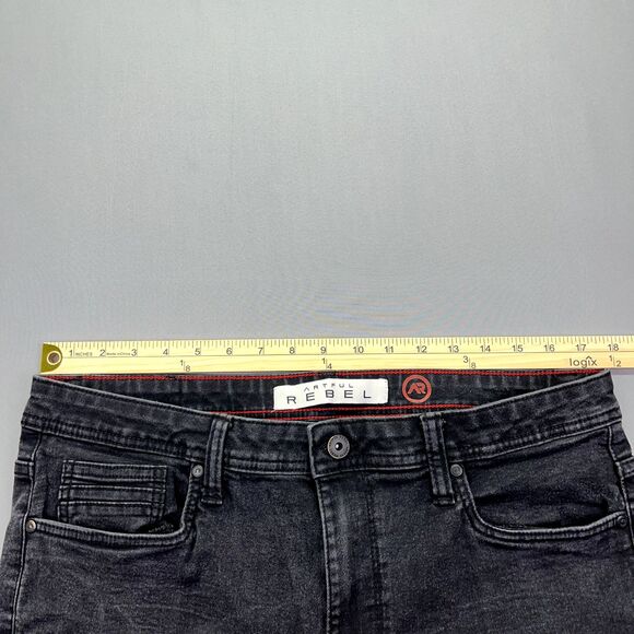 Artful REBEL 36x30‎ Men Straight Leg Black Stretch Denim Jean Cotton Blend Goth - Picture 9 of 16